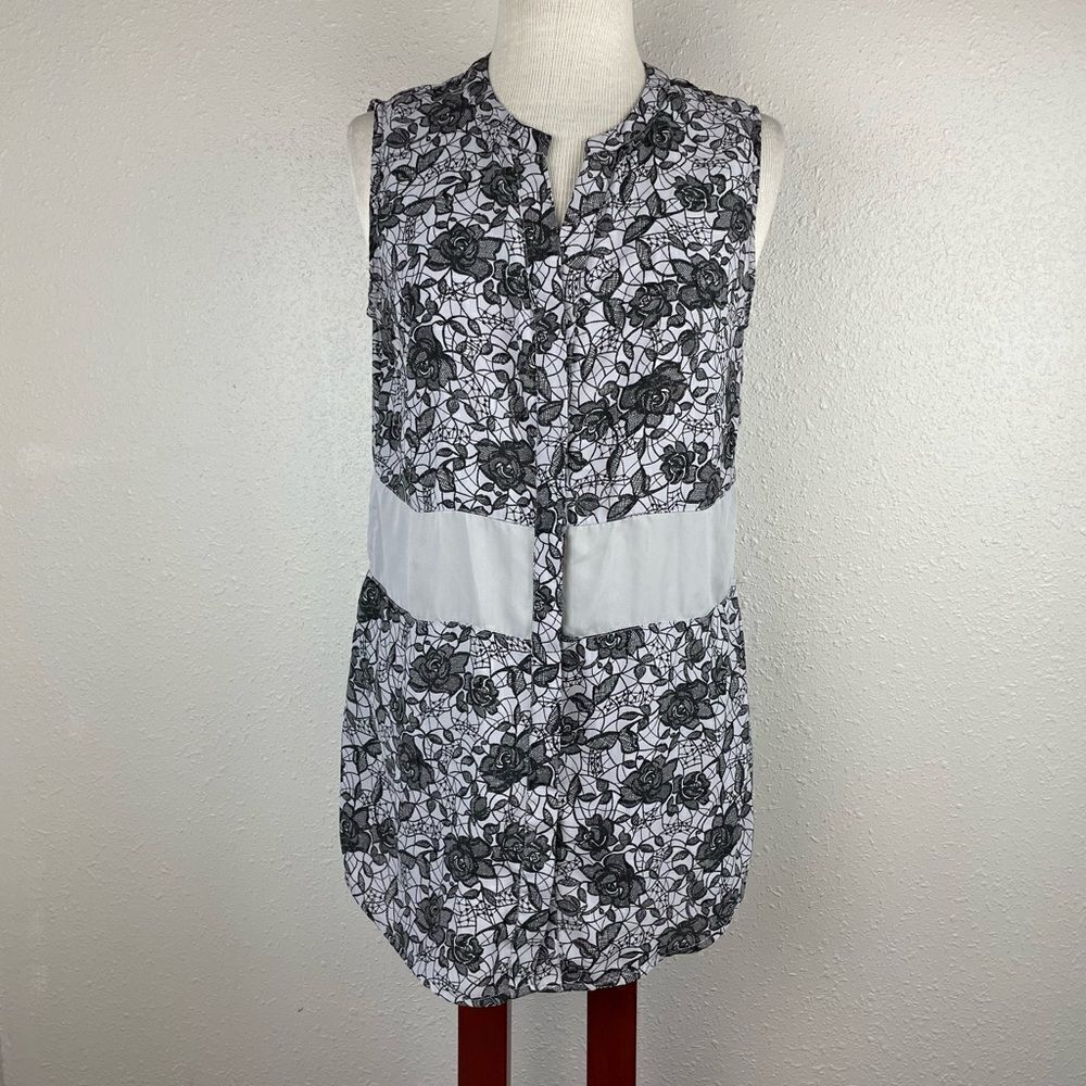 Valette Sleeveless Button Down Tunic Top Size S EUC